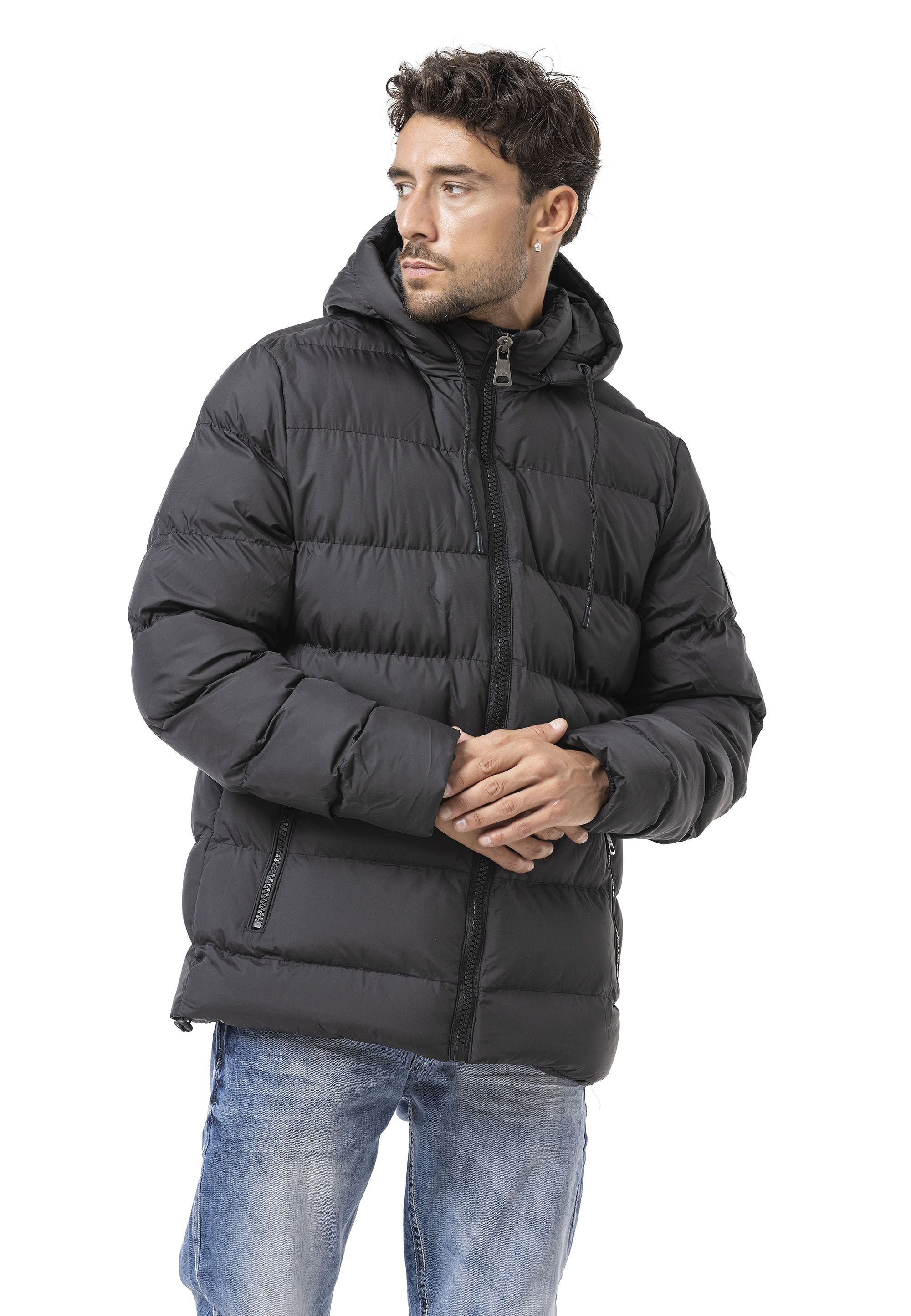 Winterjacke CIPO & BAXX "Jacke", Herren, Gr. S, schwarz, Stoff, 100% Polyester, unifarben, regular fit normal, Jacken Winterjacke, im Steppdesign