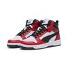 Sneaker PUMA "Rebound V6 Mid Sneakers Jugendliche", Kinder, Gr. 38, rot (weiß schwarz for all time rot), Obermaterial: Synthetik, Textil; Futter: Textil; Innensohle: Textil; Laufsohle: Gummi, Schuhe