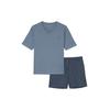 Shorty MARC O'POLO "Mix & Match Cotton", Damen, Gr. XXL, blau mirage, blau print, Obermaterial: 100% Baumwolle, unifarben, gemustert, bedruckt, casual, figurumspielend ca. Mitte Oberschenkel, Rundhals, Kurzarm abgesteppte Kante, Homewear-Sets, mit...