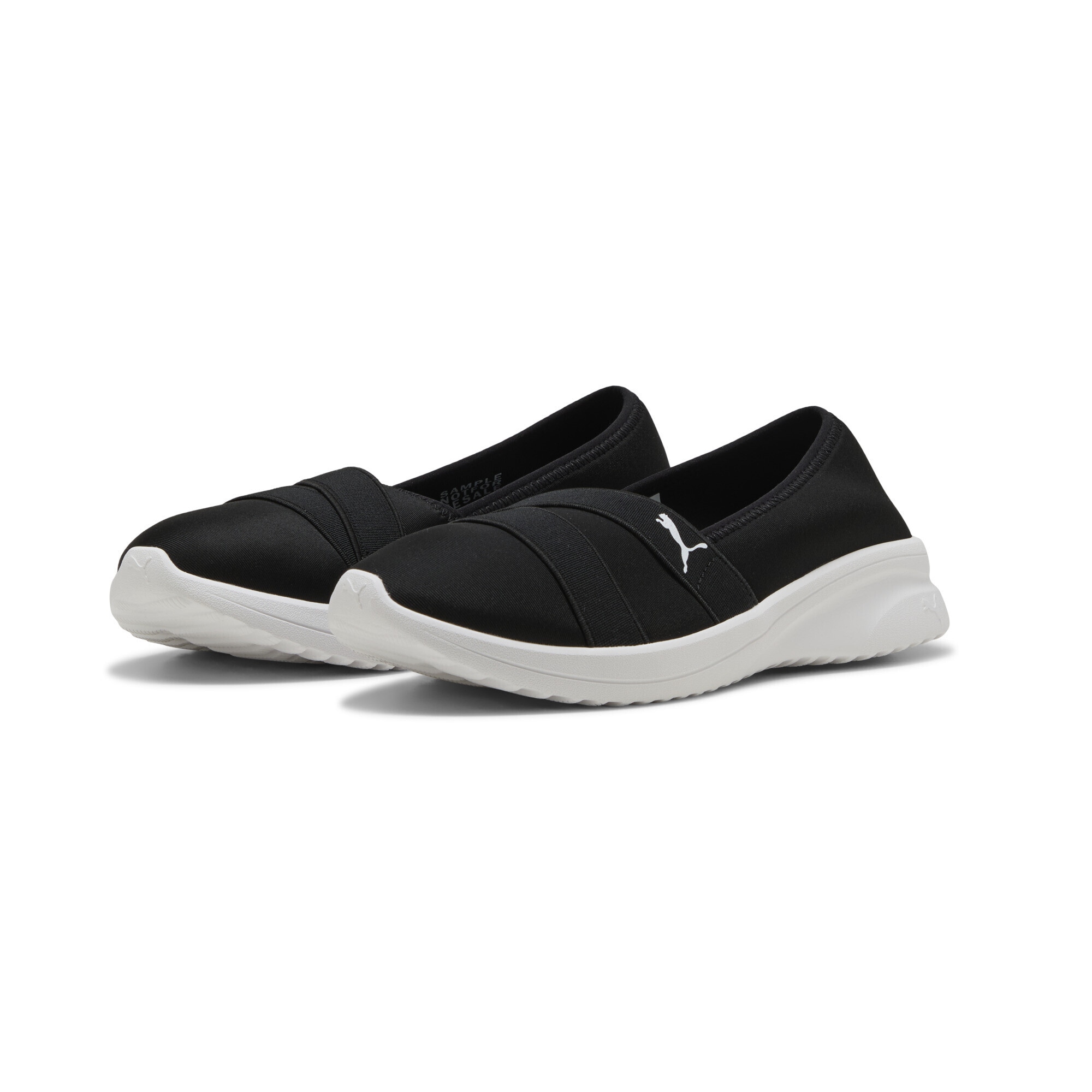 Ballerina PUMA "Adelina 2 Sneakers Damen", Damen, Gr. 37, schwarz-weiß (schwarz, weiß), Obermaterial: Textil; Futter: Textil; Innensohle: Textil; Laufsohle: Synthetik, Schuhe Ballerina