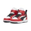 Sneaker PUMA "PUMA Rebound V6 Mid Sneakers Kinder", Kinder, Gr. 24, rot (weiß schwarz for all time rot), Obermaterial: Textil, Synthetik; Futter: Textil; Laufsohle: Gummi, Schuhe