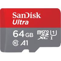 SANDISK Speicherkarte Ultra microSDXC, grau (grau, rot), 64 GB, Speicherkarten