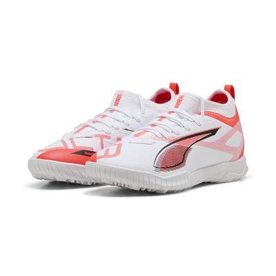 Fußballschuh PUMA "ULTRA 5 MATCH TT Mid Fußballschuhe Jugendliche", Kinder, Gr. 36, weiß schwarz glowing rot, Obermaterial: Textil, Synthetik; Futter: Textil, Synthetik; Innensohle: Textil; Laufsohle: Gummi, Schuhe Image