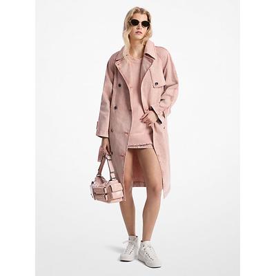 Michael Kors Garment-Dyed Denim Trench Coat Pink M