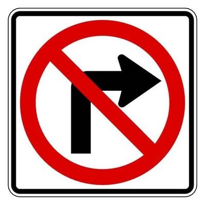 Lyle No Right Turn Traffic Sign,24" x 24" R3-1-24DA - 1 Each - Multi