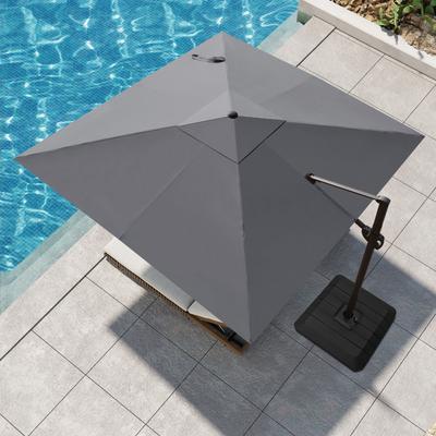 Outdoor 10.5 FT Square Patio Cantilever Offset Umbrella 360-Degree Rotation with Premium Base