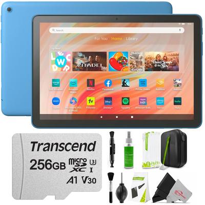 Amazon Fire HD 10 10.1" 32GB Wi-Fi Tablet, 13th Gen Ocean + 256GB 300S UHS-I microSDXC Card + Cleaning Kit