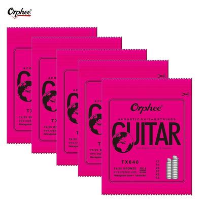 TEMU 5 Sets, Each With 6 Strings, Thickness Ranging From 0.25 To 1.34mm. Acoustic Guitar String Set - High-quality Instrument Accessories That Sound And Durability, Providing A And Full Tone. Image
