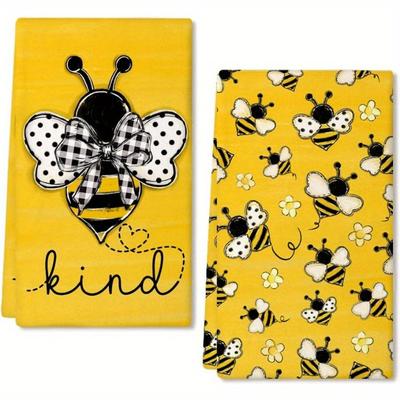 TEMU 2pcs 18x26inch Kitchen Towels, Modern Fantasy Style Dish Towels, Soft Polyester, Machine Washable, Rectangular Summer Decor For Home Kitchen Image