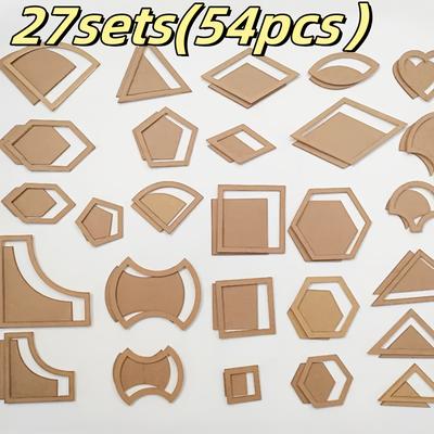 TEMU 54pcs(27sets Handmade Sewing And Tool Set, 54 Acrylic Transparent Templates - Irregular Shapes, Ruler Cutting Fabric Tools Image
