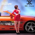 Miniature dipinte 1/18 1/24 1/43 1/64 1/87 Una giovane donna sexy che indossa una gonna corta rossa stretta Figura modello Giocattoli Visualizza decorazione