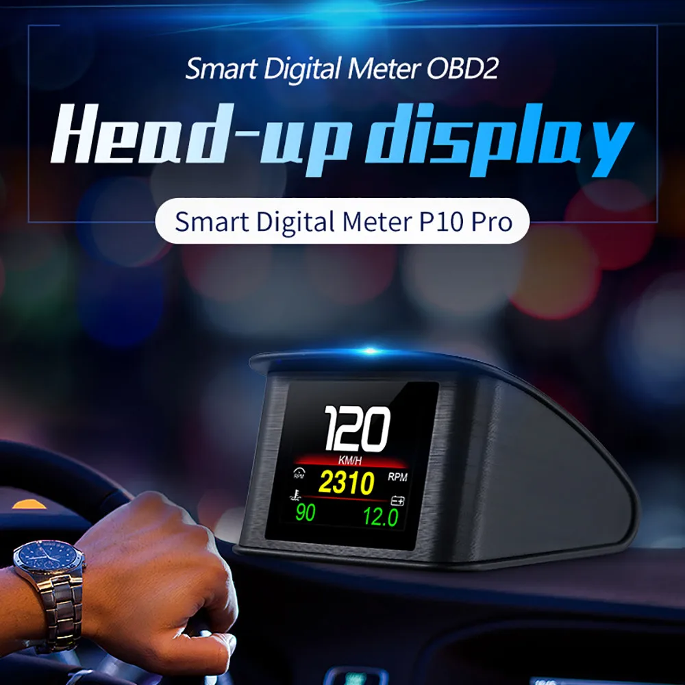 Neue obd2 p10 pro universal hud obd head up display hud an bord computer digitaler tachometer kraftstoff verbrauch mehrere sprachen Image
