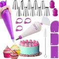 40 pezzi di sacchetti e punte per tubazioni in silicone Set di kit per decorare torte fai da te con ugello in acciaio inossidabile Strumento riutilizzabile per pasticceria in silicone