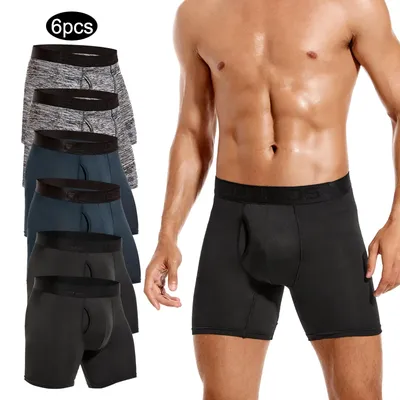 6 Stück vorne offen Herrenunterwäsche Boxer Mann Polyester Herrenhöschen Sexy Unterhosen Herren Boxershorts Geschenk Image