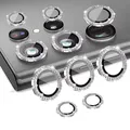 Protezione dell'anello della fotocamera in metallo con diamante 3D Bling per Samsung S25 S24 Plus S23 S22 Ultra S 23 25 5G HD Tappo dell'obiettivo in lega di vetro temperato