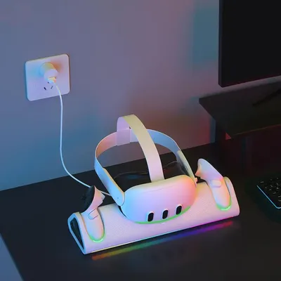 Kopf anzeige und Controller Magnet kontakt RGB Ladestation für Meta Quest3 Überspannung Übers trom schutz LED-Anzeige Image