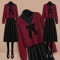 Autunno Inverno Elegante Indossa abiti completi 2023 Nuovo maglione cardigan lavorato a maglia rosso