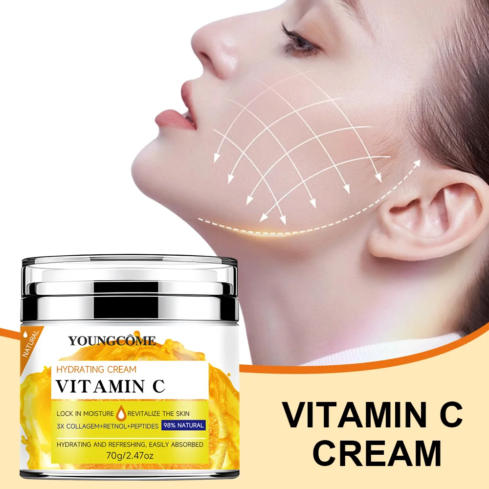 Vitamin-C-Creme für das Gesicht, Retinol, feuchtigkeitsspendend, straffend, reparierend, glatte Hautpflege, Aufhellungscreme, Nachtcreme für Frauen, Anti-Aging Image