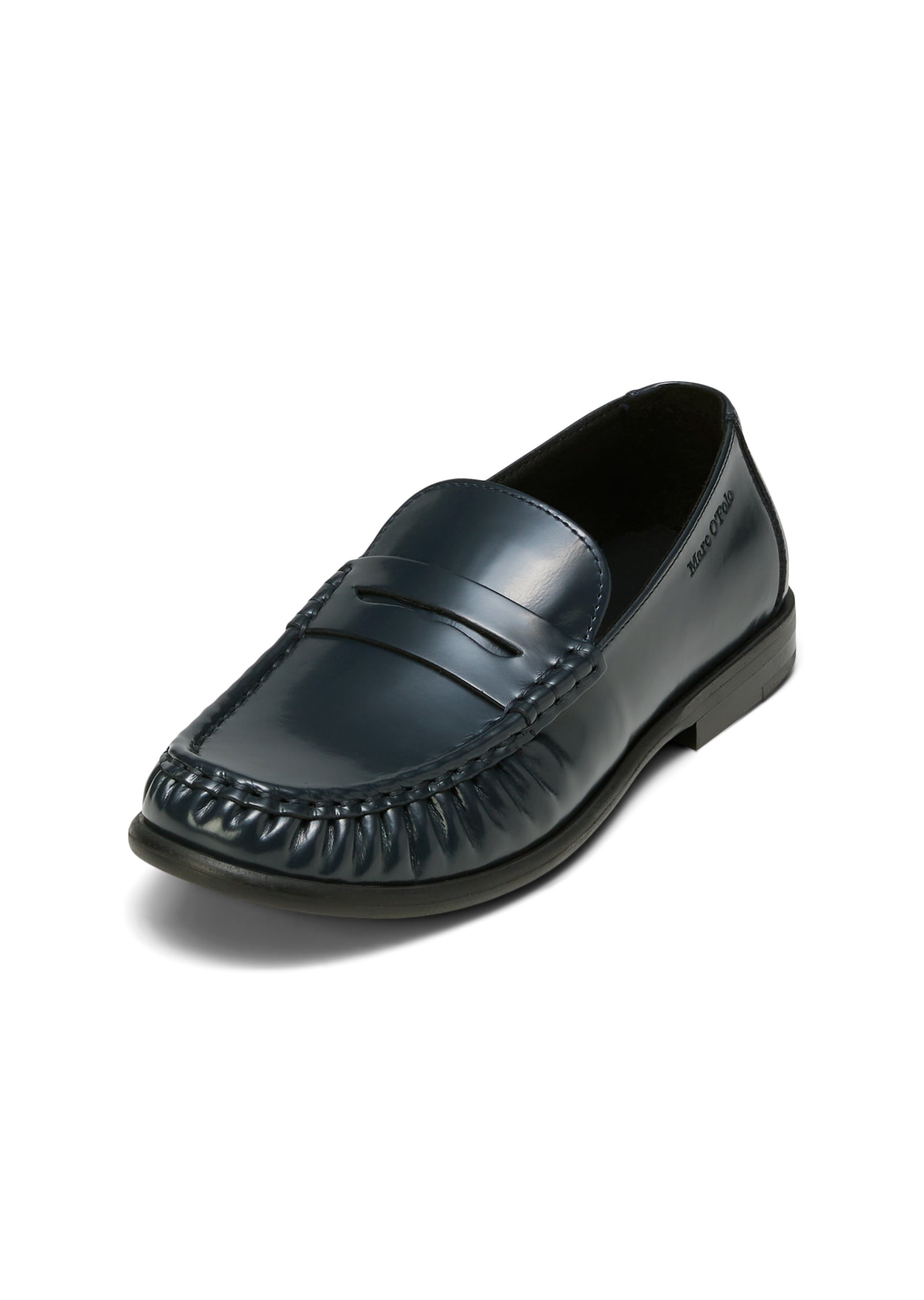 Loafer MARC O'POLO "aus veredeltem Rindleder", Damen, Gr. 37, blau (navy), Obermaterial: 100% Leder, unifarben, Schuhe Loafer