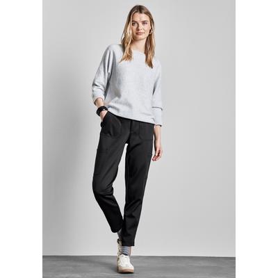 Cargohose STREET ONE, Damen, Gr. 42, Länge 30, schwarz, Stoff, 92% Polyester, 8% Elasthan, unifarben, casual, slim fit lang, Hosen, mit Stretchanteil Image