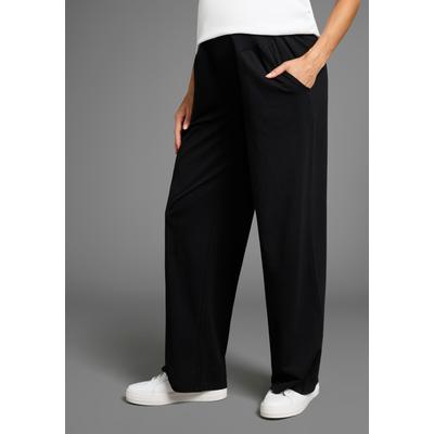Umstandshose NEUN MONATE "Weiche Jersey-Hose", Damen, Gr. 40/42, N-Gr, schwarz, Jersey, Obermaterial: 95% Baumwolle, 5% Elasthan, unifarben, Basic, bequem lang, Hosen, Jersey-Hose für Schwangerschaft und Stillzeit