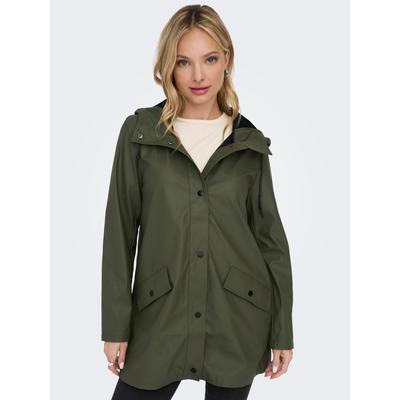 Kurzmantel ONLY "ONLELISA RAINCOAT OTW NOOS", Damen, Gr. M (38), grün (kalamata), Web, Obermaterial: 100% Polyester, unifarben, modisch, Langarm, Mäntel Image