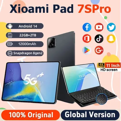 New XioaMi Pad 7S Pro Tablet 4K HD 22GB RAM 2TB ROM Android 14 12000mAh Bluetooth 5.0 5G WIFI Dual