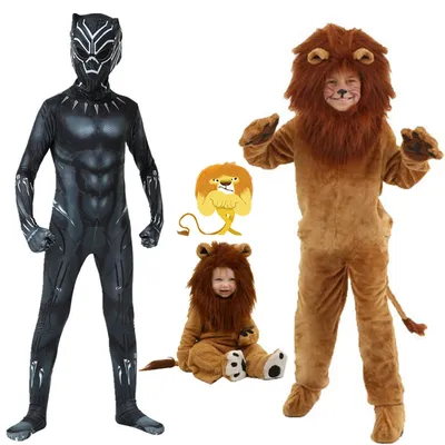 Anime Black Panther And Wizard of Oz Cute Lion Cosplay Costume Bodysuits Children For Men Boys