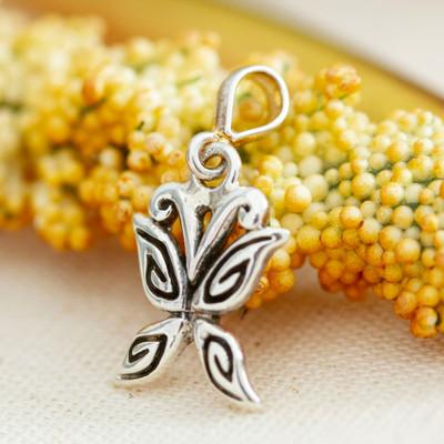 'Butterfly-Themed Taxco Sterling Silver Pendant from Mexico'