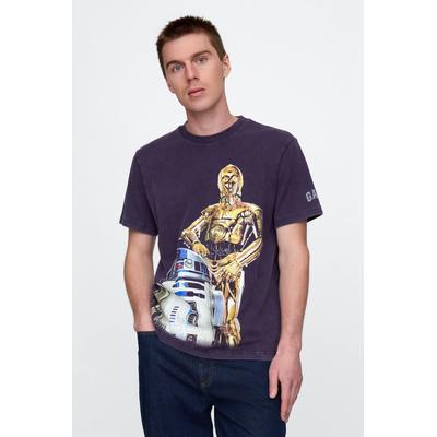 Gap Mens Purple R2D2 & C3PO Star Wars Cotton Crew Neck T-Shirt - Purple R2D2 & C3Po