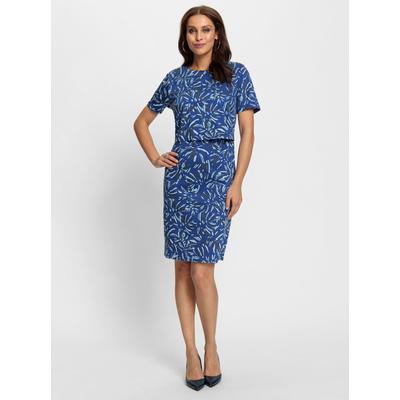 Druckkleid LADY "Kleid", Damen, Gr. 18, Kurzgrößen, blau (royalblau, graphit, bedruckt), 97% Baumwolle, 3% Elasthan, gemustert, mehrfarbig, kurz, Rundhals, Kurzarm, Kleider Image