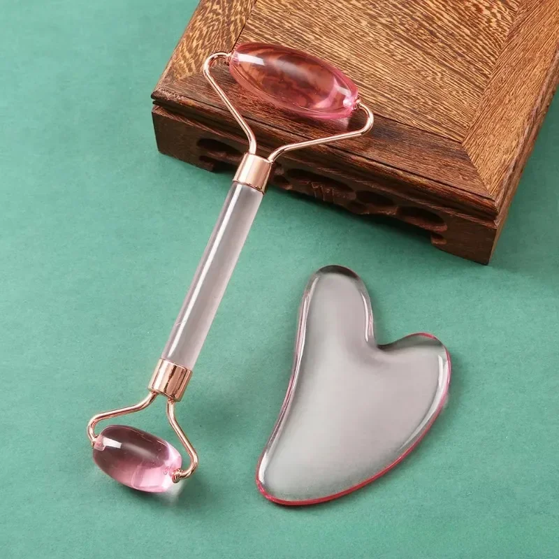 Gua Sha Massagebrett für Gesicht, Rose, Rosa, Guasha-Set, Platte, Jade, Gesichtsmassagegerät, Schaber, Werkzeuge für Gesicht, Hals, Rücken, Körper Image