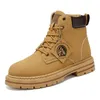 Herrenschuhe, wasserdicht, High-Top-Motorradstiefel, weicher Boden, Arbeitskleidung, rutschfeste gelbe Stiefel, Herren-Cowboystiefel