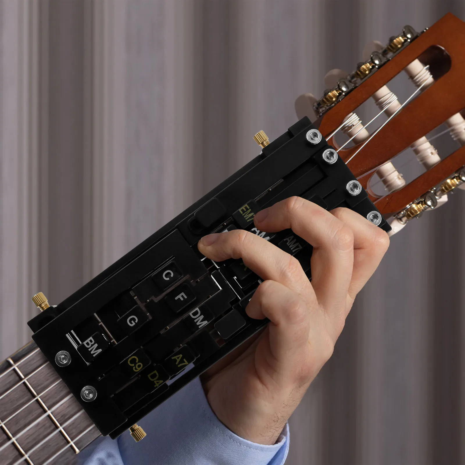 Gitarren-Akkord-Presser, Gitarrenhilfe-Akkord-Trainer, Gitarrenzubehör, Gitarren-Lernwerkzeug für Saitenmusikinstrumente Image