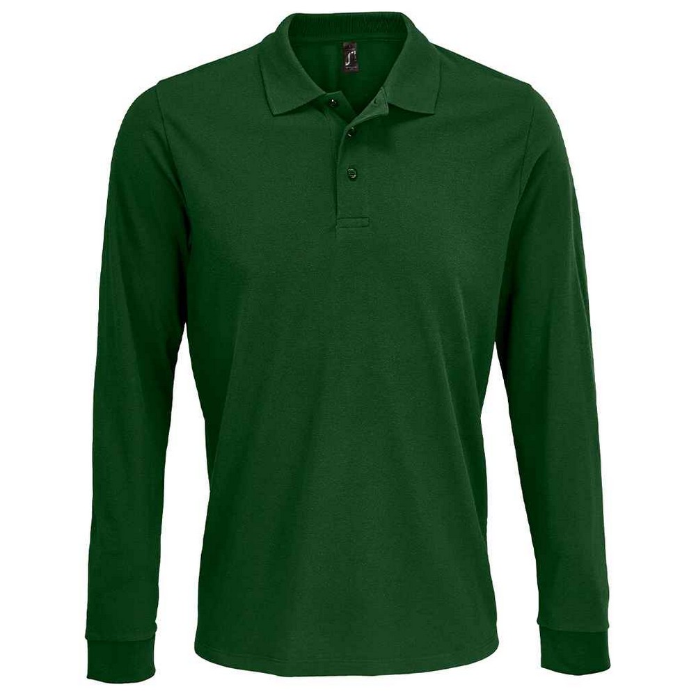 SOLS Unisex Adult Prime Pique Langarm-Poloshirt (flaschengrün) Image