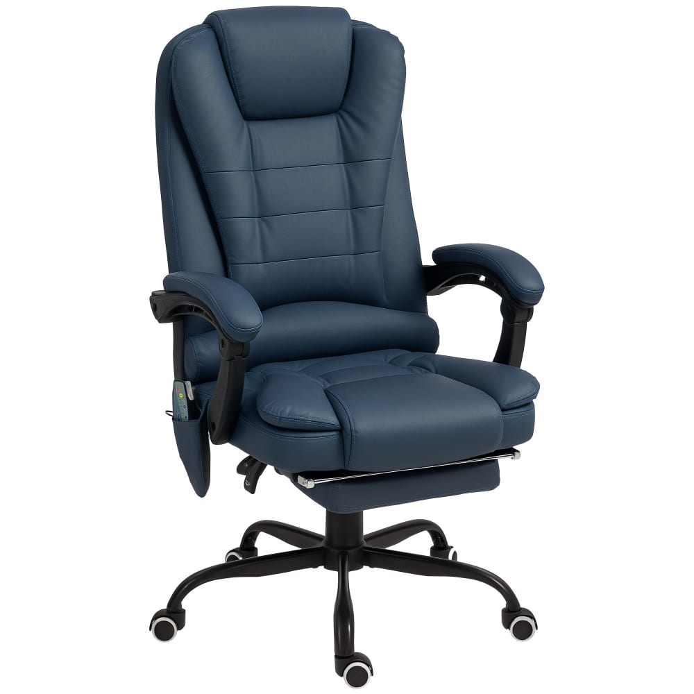 Fauteuil de bureau direction massant inclinable repose-pied bleu