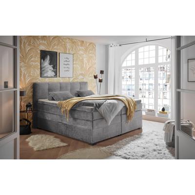 Boxspringbett ED EXCITING DESIGN "Fanes mit Komforteinstiegshöhe von 73cm", grau, B:190cm L:212cm, 100% Polyester, Komplettbetten, erhältlich in 180x200cm, inkl. Bettkasten und Visco-Topper, Topseller Image