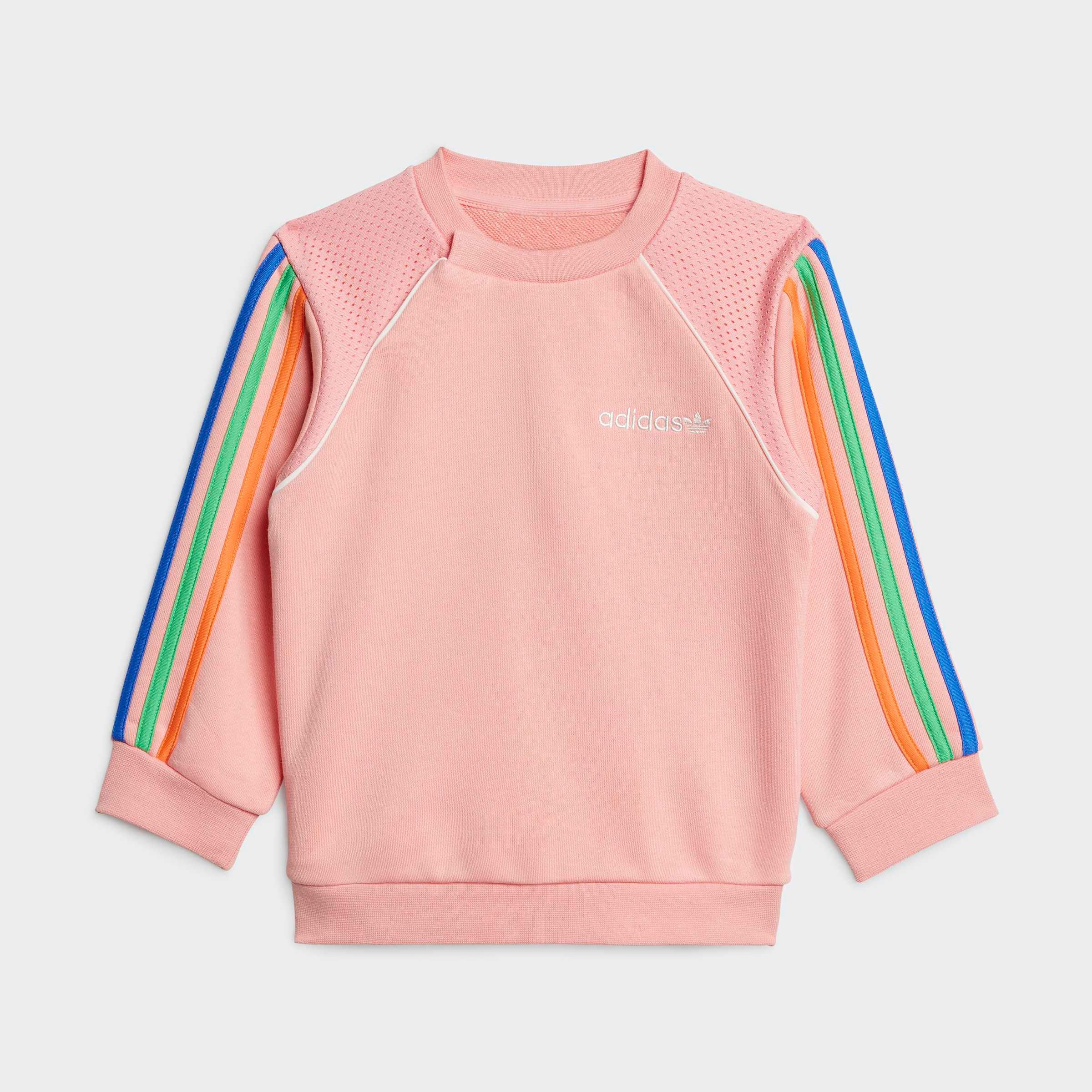 Sweatshirt ADIDAS ORIGINALS "CREW SET", Kinder, Gr. 74, pink (semi pink spark), Obermaterial: 70% Baumwolle, 30% Polyester, Rundhals, Sweatshirts Image