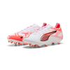 Fußballschuh PUMA "ULTRA 5 PRO FG/AG", Gr. 45, puma weiß, puma schwarz, glowing rot, Synthetik, sportlich, Schuhe
