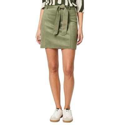 Minirock ZERO "zero Minirock mit Gürtel", Damen, Gr. 40, grün (pale khaki), Stoff, Obermaterial: 95% Polyester, 5% Elastan. Ärmelfutter: ohne Futter., aufgeraut, casual, figurbetont kurz, Röcke, Gürtel Image