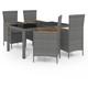 Set da Pranzo da Esterno 5 pz con Cuscini in Polyrattan Grigio Vidaxl
