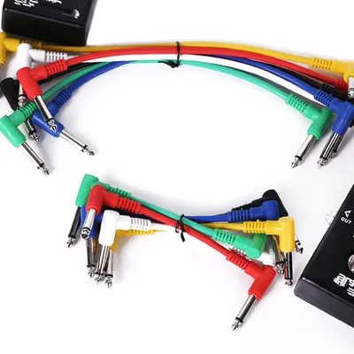 6Pcs/Set Colorful 15cm/30cm Low noise shielded Electric Guitar Audio Cables Leads 1/4 Right Angle