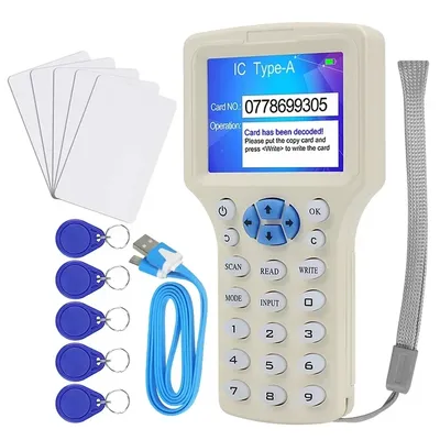 RFID Reader Writer Duplicator 10 Frequency NFC Smart Card Programmer 125KHz 13.56MHz Encrypted