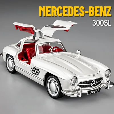 1:32 Mercedes-Benz 300SL Alloy Car Model Sound and Light Pull Back Children's Toy Collectibles