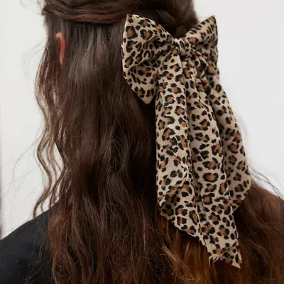 Leopard Print Streamer Spring Clip Barrettes Women French Bow Hair Clips Beach Holiday Styling