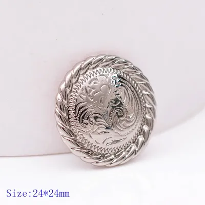 5X 24*24mm 1" Bling Sliver Western Craven Flower Cowboy Saddles Headstall Bridle Leathercraft