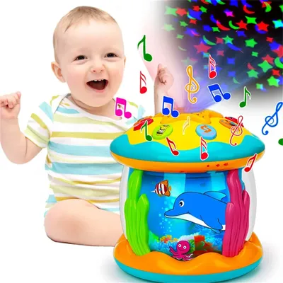 Light, music, projection, ocean hand clapping drum, soothing wooden horse drum, toy, puzzle clapping