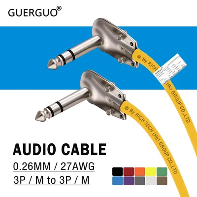 Guitar Cable,6.35mm 1/4 inch Right Angle Audio Extension Adapter Shielded Cord TS/TRS Male Connector