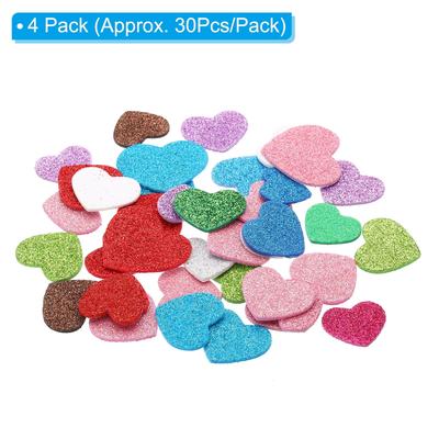 Foam Stickers, Adhesive Glitters Foam Shape Sticker, Colored Heart - Multicolored