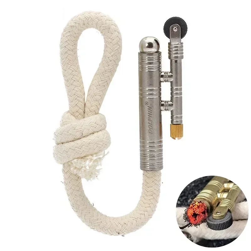 Neue Metall Winddicht Spiel Seil Kerosin Feuerzeug Outdoor Camping Überleben Retro Vintage Tinder Rauchen Zubehör Gadgets Image